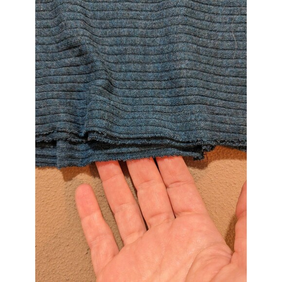 We The Free People Split Back Mock Neck Sweater Teal Blue Top Medium - Picture 5 of 10